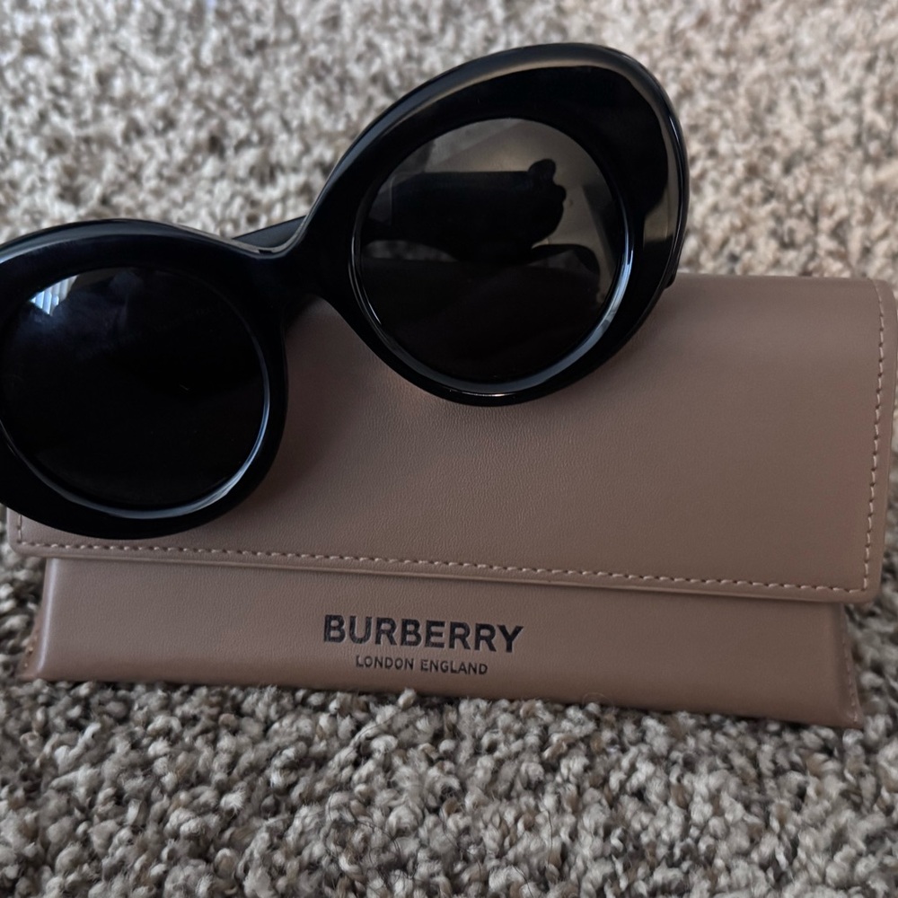Burberry Black and Tan Oversized Sunglasses